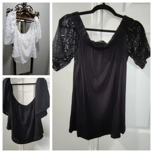 3 Women's XL Tops Blouses Bundle Off-shoulder Shein Bluetime Black White Lot New